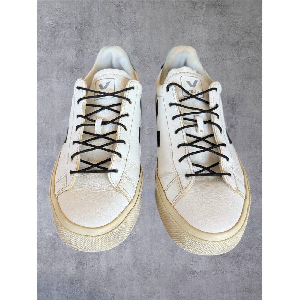 Veja Esplar White Black Leather Sneakers Womens Size 6 EU 37 Low Top Trainers